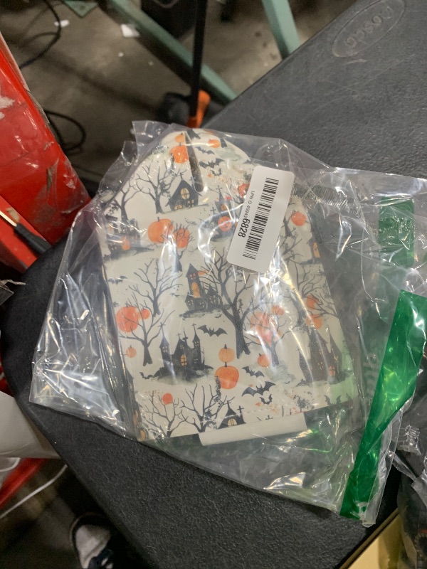Photo 1 of Halloween Haunted House Leather Tissue Box Cover, Tissue Box Cover Square, Decorative Facial Paper Organizer for Bathroom, Vanity, Home Office Car Decorations - A03