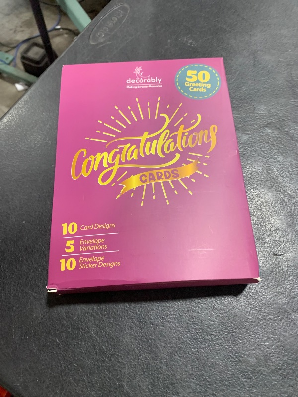 Photo 1 of Decorably 50 Pack Gold-Foiled 6x4in Blank Congratulations Cards with Envelopes and Stickers, 10 Elegant Designs Congratulations Cards Bulk, Blank Inside - Graduation, Engagement, Wedding