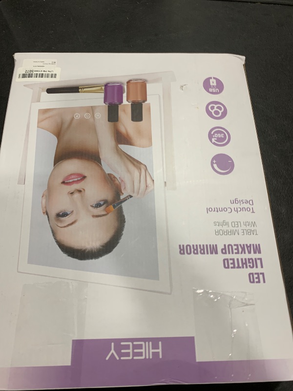 Photo 1 of HIEEY Lighted Makeup Mirror, Hollywood Vanity Mirror with Lights, Three Color Lighting Modes, with 4in 20X Magnification Mirror, Smart Touch Control, 360°Rotation (17.4in,White,Gift Box)