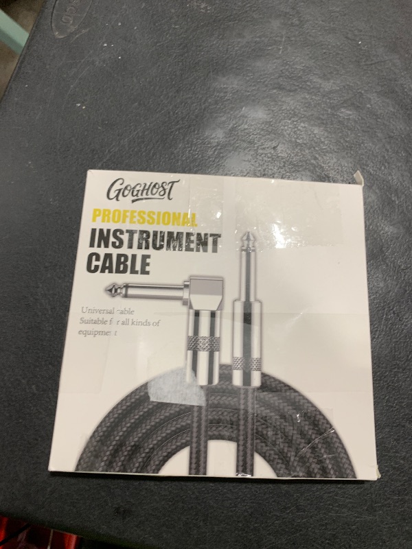 Photo 1 of GOGHOST Short Guitar Cables 6.6FT, Amp Chord Electric Bass Amp Cord Braided, TS 1/4 Quarter Inch Straight to Right Angle Bass Instrument Cable Pro Audio (Black, 1Pack)