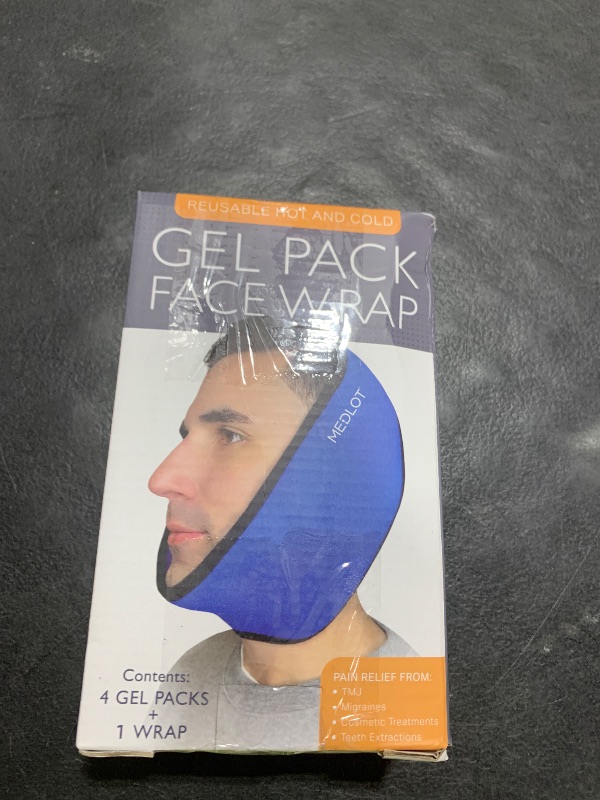 Photo 1 of LotFancy Face Ice Pack Wrap for TMJ, Wisdom Teeth, with 4 Reusable Hot Cold Therapy Gel Packs, Pain Relief for Head, Oral and Facial Surgery, Dental Implants, Blue
