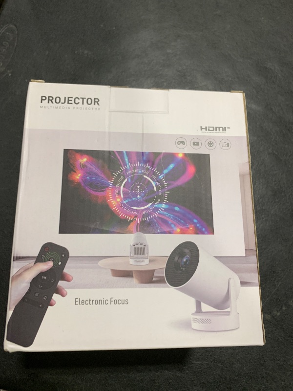 Photo 1 of ?Electric Focus?Mini Portable Projector with 4K Support, Bluetooth 5.4 WIFI6, 5watt Sound Base Speaker, 260 ANSI, Android 11, 210° Rotation , Auto Keystone Correction Video Projector HY300 PLUS