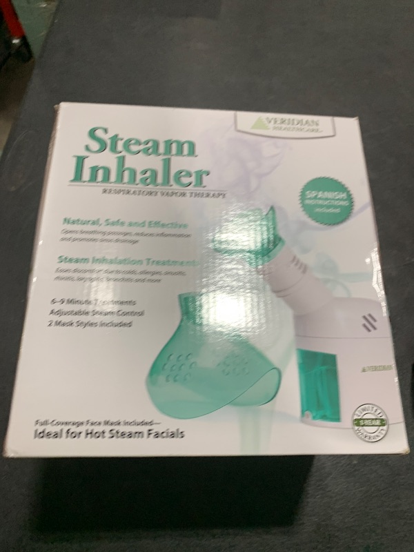 Photo 1 of Veridian Healthcare Steam Inhaler Respiratory Vapor Therapy, Green, 1 Count (Pack of 1)