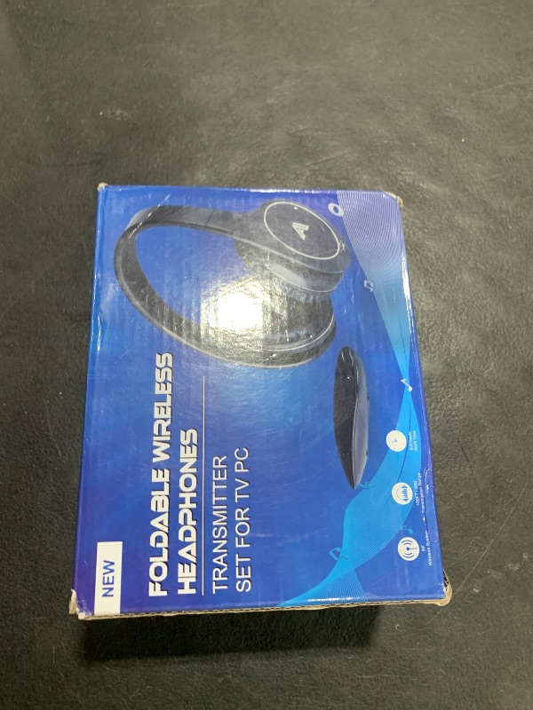 Photo 1 of Wireless Headphones for TV Watching, Folding Over Ear Headphones with 2.4GHz RF Transmitter Support Optical RCA AUX, No Audio Delay, 100ft Wireless Range (Black, Not Bluetooth)