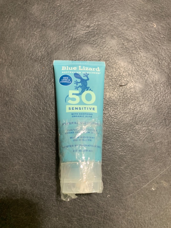 Photo 1 of Blue Lizard SENSITIVE Mineral Sunscreen with Zinc Oxide, SPF 50+, Water Resistant, UVA/UVB Protection with Smart Cap Technology - Fragrance Free, 3 oz. Tube