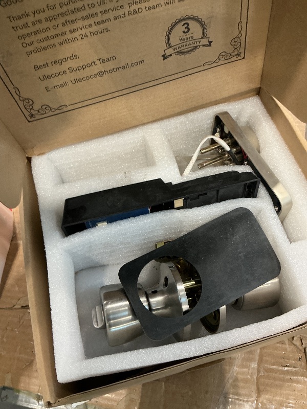 Photo 1 of *UNTESTED*
Ulecoce Keyless Entry Keypad Deadbolt with Handle Set, Smart Lock, Auto-Lock + One-Touch Lock, 100 Codes + Easy Install, Ideal for Airbnb/Homes/Offices, Fits U.S. Standard Front Doors, Satin Nickel