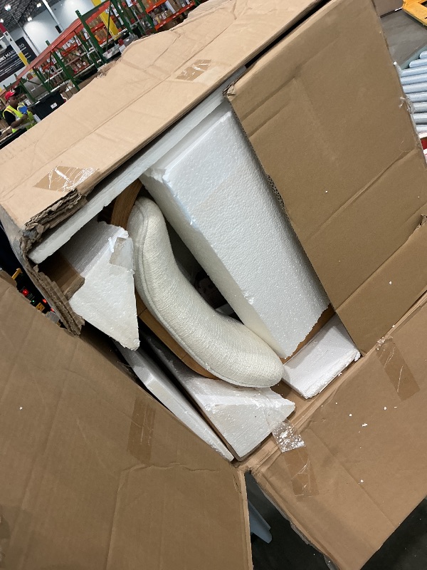 Photo 1 of ***UPDATE 4/25***Meridian Furniture 11074Cream-C Sacha Collection Art Deco Stool with Rich Cream Linen Textured Fabric, Two Tone Weave, Solid Wood Natural Finish, Fluted Wood, 20.5" W x 21" D x 37.5" H, Cream