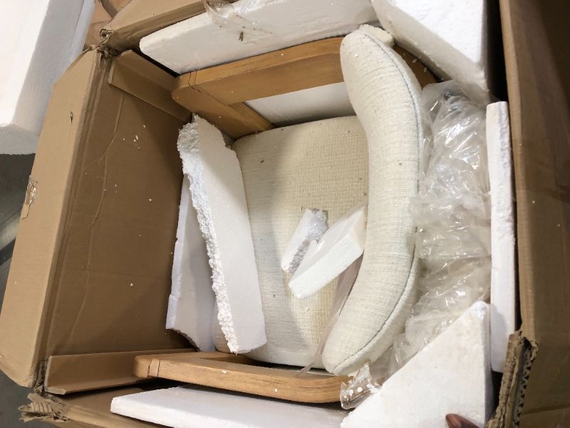 Photo 1 of ***UPDATE 4/25***Meridian Furniture 11074Cream-C Sacha Collection Art Deco Stool with Rich Cream Linen Textured Fabric, Two Tone Weave, Solid Wood Natural Finish, Fluted Wood, 20.5" W x 21" D x 37.5" H, Cream