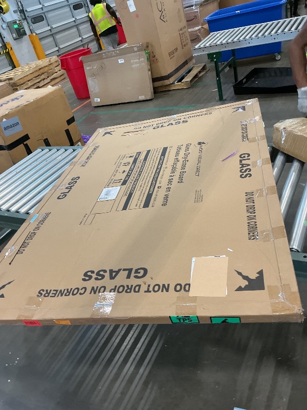 Photo 1 of *MINOR DAMAGE - USED*
Audio-Visual Direct Magnetic White Glass Dry-Erase Board Set - 5' x 3.4' - Includes Magnets, Hardware & Marker Tray