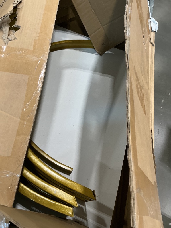 Photo 1 of ******AS IS ALL SALES FINAL NO RETURNS*****DWVO Modern Dining Table for 4 People 47 Inch Rectangular Kitchen Table with White Tabletop and Gold Geometric Legs Small Dinner Table Kitchen & Dining Room Furniture White & Gold