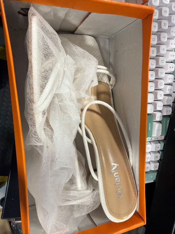 View 4 of **MAJOR DAMAGE**
VIUGJNEX Kitten Flip Flop Heels for Women White Heels Low Short Slip on Thong Sandals Strappy Square Open Toe Summer Heel for Women Comfortable Stiletto Small Wide Sling Back Dress Sandals Size 11