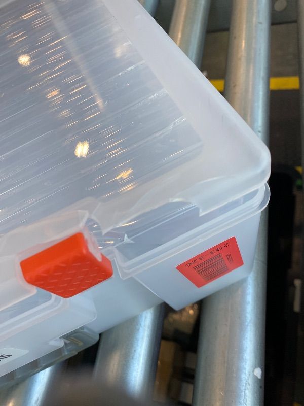 Photo 1 of ***MAJOR CRACKS*** Photo Storage Box 4x6, 18 Inner Extra Large Organizer Acid-Free Photo Keeper Storage Case, Plastic Craft Storage Box for Stickers Stamps Seeds (Clear, 18 Boxes)