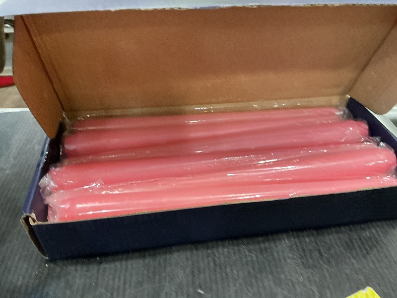 Photo 1 of 12 Pack odorless Cone-Shaped Candles - Clean Burning smokeless Dinner Candles for Weddings and Home Decor, Party, Restaurant, spa, Church -10 inch Individual Packaging (Pink)