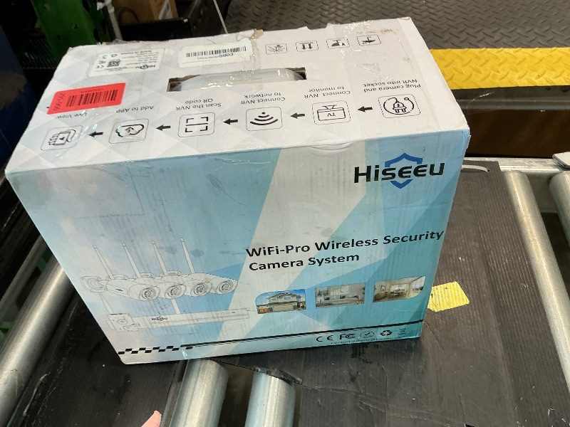 Photo 1 of [100ft] Hiseeu Wireless WiFi Security Camera System, Wired Plug-in Powered, Expandable 16CH 4K NVR, 4Pcs 3MP Night Vision Cameras Home Surveillance Outdoor, Motion Detection, 1TB HDD, One-Way Audio