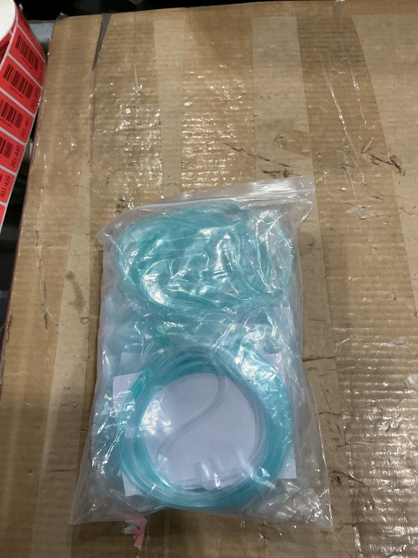 Photo 1 of 10 Pack High-Flow Ultra Soft Nasal Oxygen Cannula, Green Tubing and Each Individual Packing with Standard Connection 7 Ft