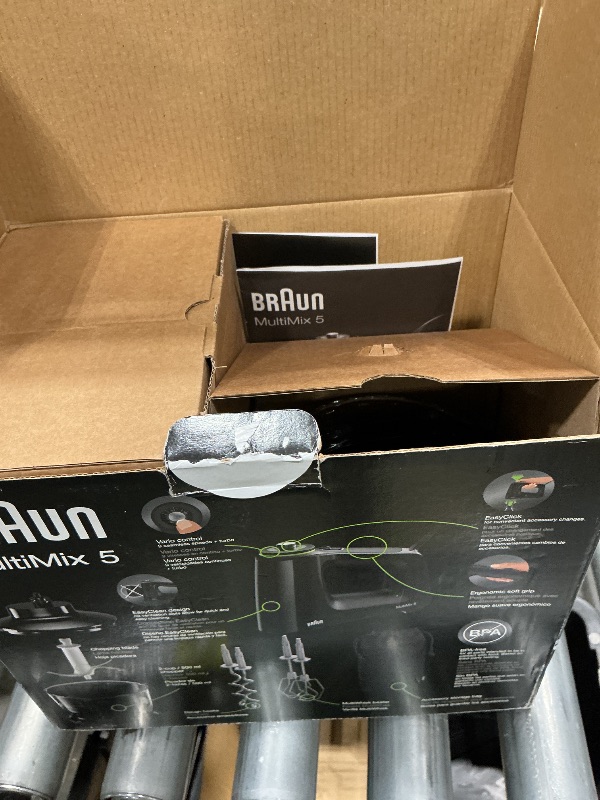 Photo 1 of **Missing mixer attachments / parts. Only body **
Braun MultiMix 5 Hand Mixer, 350W Electric Mixer with Chopper, SmartMix Tech, 9-Speed + Turbo, MultiWhisk, Dough Hooks, Soft-Grip Handle, Lightweight Design, Black