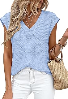 Photo 1 of !!!!SIMLAR NOT EXACT!!!!PRETTYGARDEN Women's 2026 Lightweight Sweaters Vest Spring Trendy Cap Sleeve V Neck Knit Tank Tops Summer Going Out Outfits
