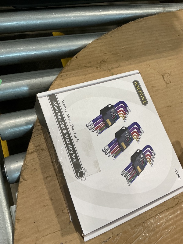 Photo 1 of **USED - MINOR DAMAGE**
AMTOVL 27PCS Allen Key Set, Metric & SAE Allen Wrench Set, Extra Long Ball & Star End Hex Keys with T-Handle & Color Coding for Bicycle, Household DIY