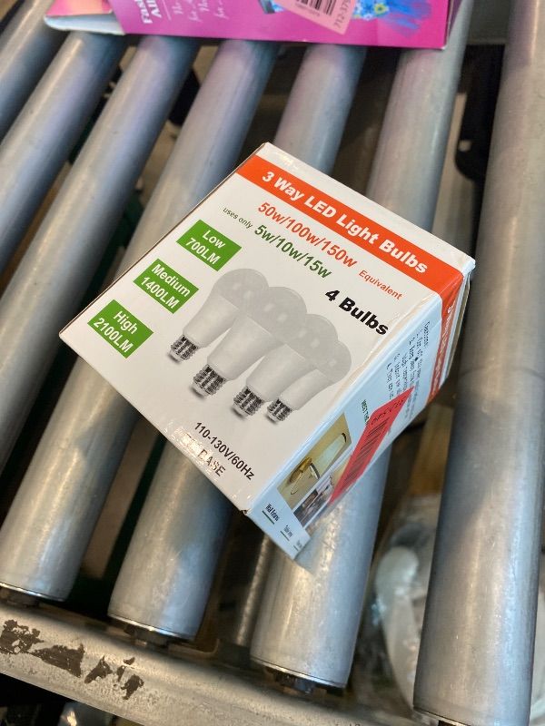 Photo 1 of *UNTESTED*
TJBB 4 Pack 3 Way LED Light Bulbs 50 100 150Watt Yellow 3000K Equivalent, 5/10/15W Three Way Light Bulbs A19 E26 Base, 700 1400 2100 Lumens