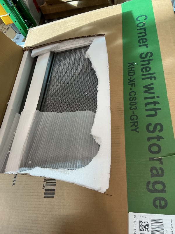 Photo 1 of ***MISSING HARDWARE*** VECELO 3 Tier Corner Shelf,Corner Table with Mesh Door and Open-Shelf,Corner Cabinet Stand,Metal Frame Organizer Display Storage Shelves for Bedroom,Living Room,Kitchen,Bathroom