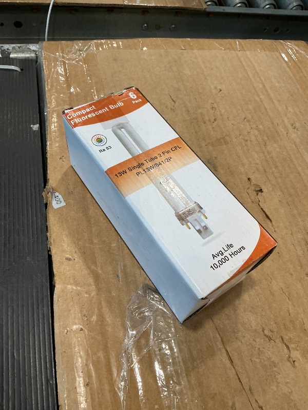 Photo 1 of (6 Pack) 13 Watt Single Tube 2 Pin GX23 Base,PL-13W GX23 4100K Compact Fluorescent Light Bulb, Replaces Philips PLS13W41, Sylvania CF13DS/841/ECO