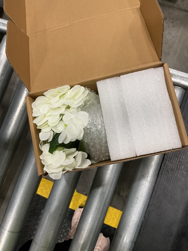 Photo 1 of ****ONLY ONE ****Zeyune 2 Pack Hydrangea Artificial Flowers with Vase Faux Hydrangea Flowers Fake White Silk Hydrangeas with Faux Water for Home Table Centerpieces Wedding Baby Shower Birthday Party Decoration