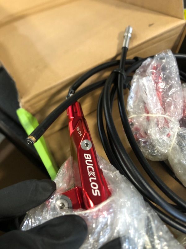 Photo 1 of ** red**
BUCKLOS IIIPRO IV2 MTB Hydraulic Disc Brake Set, 2 Piston Left Front 850mm Right Rear 1550mm Aluminum Alloy Levers Calipers for Mountain Bike/Ebike/Folding Bike/Fat Bike