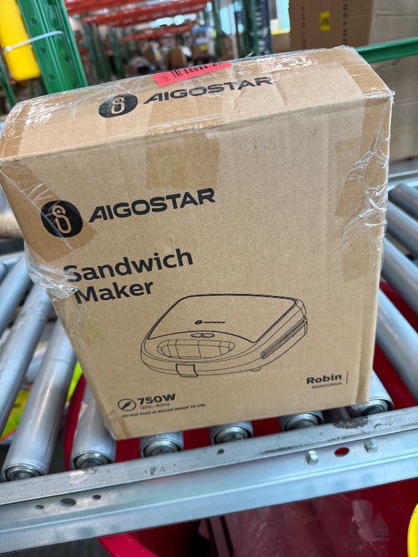Photo 1 of *UNTESTED*
Aigostar Sandwich Maker Panini Press Grill, 3 in 1 Waffle Maker with Removable Non-stick Plates, Electric Grilled Cheese Maker, Portable Cool Touch Handle, Led Indicator Lights & Easy to Clean, 750W