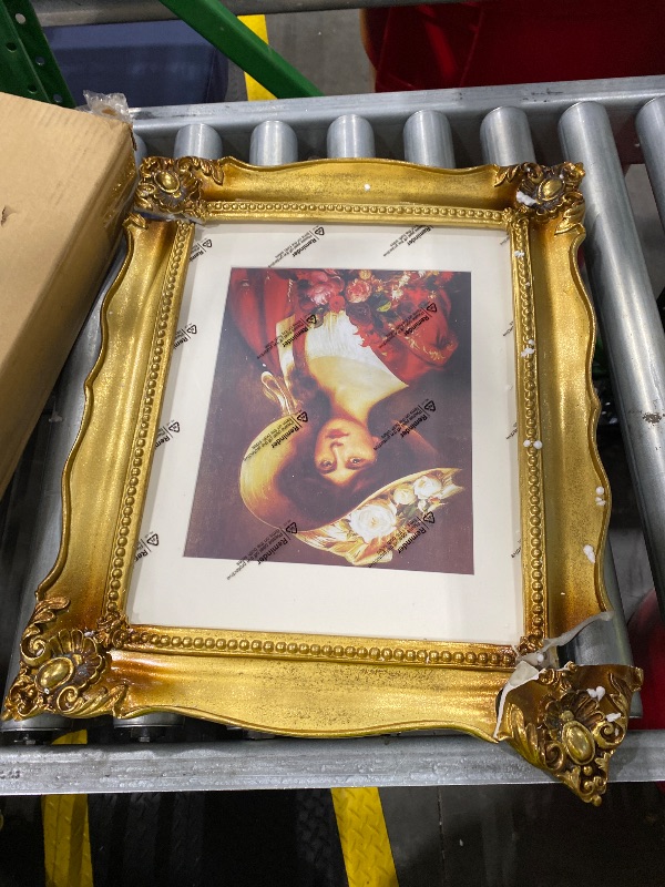 Photo 1 of [DAMAGED] SIMON'S SHOP 11x14 Picture Frame with Mat, Vintage Gold Picture Frames 11x14 Matted to 8x10 Image, Ornate Frame for Posters Photos, Wall and Tabletop Display Landscape or Portrait