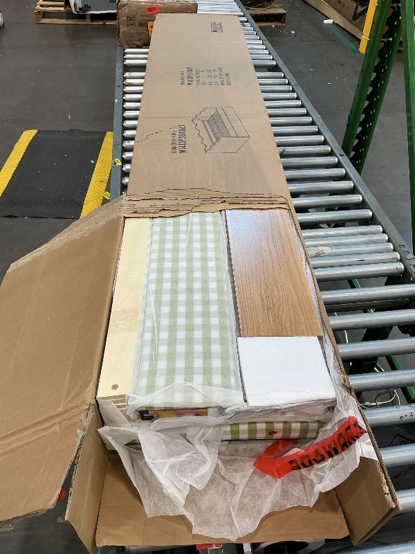 Photo 1 of *PARTIAL SET*
KEIKI Full Size Upholstery Gingham Daybed with 2 Storage Drawers and USB, Modern Style Adorable Wave Shaped Linen Sofa Bed, Easy Assembly, No Box Spring Required, for Living Room and Bedroom, Green