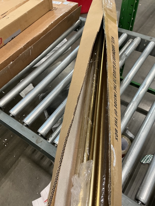 Photo 1 of ***MISSING WALL MOUNTS,  SELLING FOR PARTS AS IS FINAL SALE***Heavy Duty Curtain Rods, 1 1/8 Inch Diameter Single Curtain Rod 144-240Inch(12-20ft) Extendable Length for Large Windows with End Caps Adjustable Modern Brackets-Warm Gold***MISSING WALL MOUNTS
