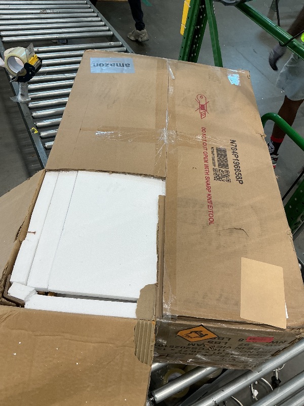 Photo 1 of ***Missing Hardware***Merax 39" Make Up Vanity Desk with Touch Screen Lighted Mirror and Storage Drawer, Rubber Wood Girls Makeup Dresser Table for Bedroom, Dressing Room