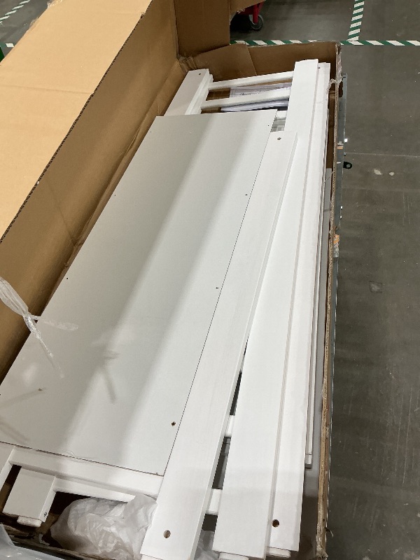 Photo 1 of *PARTIAL SET*
Merax Wood Full Size Loft Bed Frame with Built-in L Shaped Desk & 3 Storage Shelves & Attached Storage Stairs for Kids, No Box Spring Needed, White