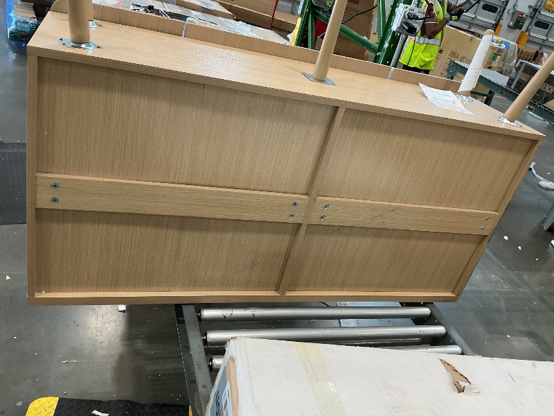 Photo 1 of *MAJOR DAMAGE*
Topcomfy Fluted Sideboard Buffet Cabinet with Storage, Mid Century Modern 4-Door Console Table with Adjustable Shelf & Solid Wood Legs, Wood Coffee Bar Credenza for Living Room, Dining, Entryway, Oak