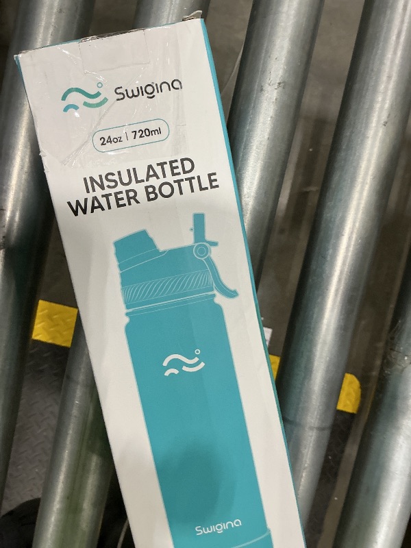 Photo 1 of *MINOR DAMAGE - USED*
Swigina Insulated Water Bottle with Silicone Boot (36hrs Cold/18hrs Hot) - DIY Stickers, Leakproof, BPA Free, 24 oz [2-IN-1 LID]