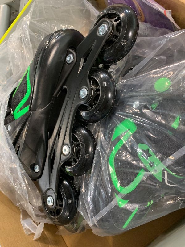 Photo 1 of *MINOR DAMAGE - USED*
MammyGol Adjustable Inline Skates for Boys Girls Kids Youth with Light up Wheels, Green Beginner Blades Roller Skates for Boys Size 1 2 3 4 Ages 6-12