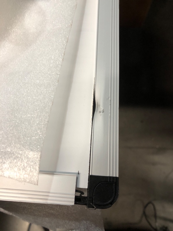 Photo 1 of (DENTED) (ASSEMBLY REQUIRED) VIZ-PRO Double-Sided Mobile Whiteboard, 48 x 36 Inches, Magnetic Rolling Dry Erase White Board on Wheels with Aluminium Frame and Stand