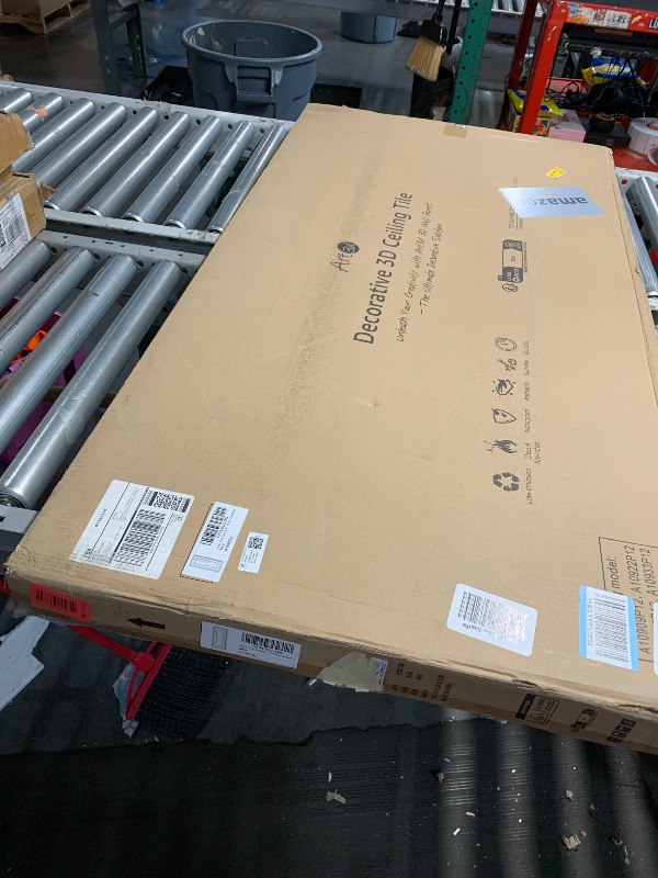 Photo 1 of (USED/FAIR) (SEE PHOTOS) Art3d Drop Ceiling Tiles, 24x48in. White (12-Pack), Polyvinyl Chloride (PVC), Glue Down