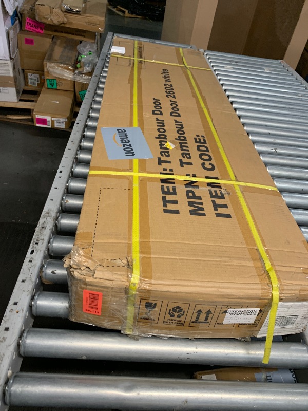 Photo 1 of 54" Sideboard Tambour Storage Cabinet,Modern Curved Reeded TV Stand with Adjustable Shelf, Buffet Cabinet with Fluted Slide Doors,Tambour Bar Console Table for Living Room Dining Room Entryway, White