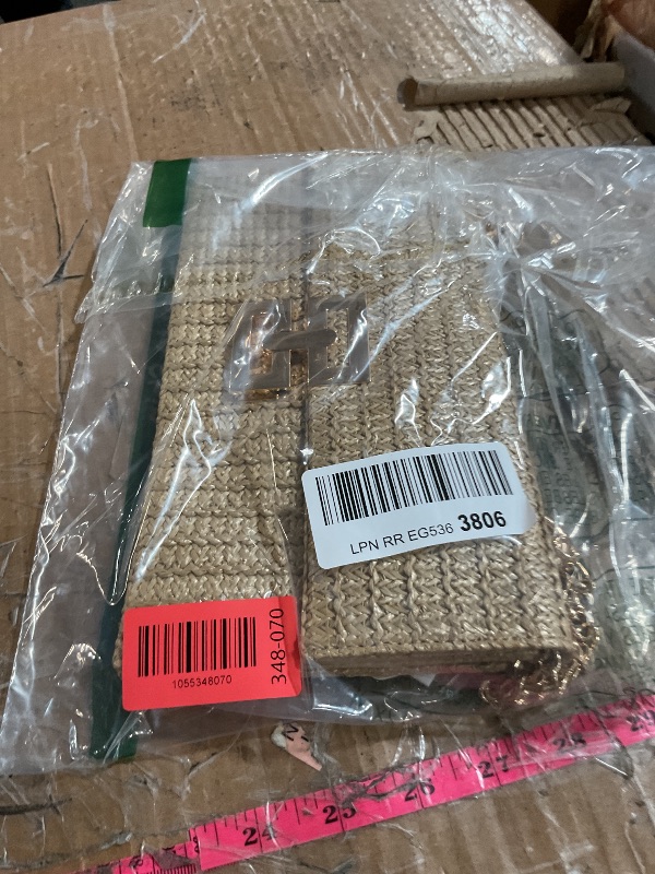 Photo 1 of (USED/FAIR) (BAGGED) Liadreem Straw Clutch Purse for Women Designer Evening Handbag Summer Beach Shoulder Crossbody Bag, Chain Khaki