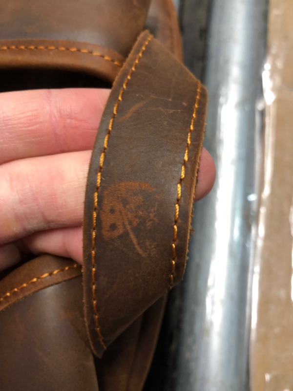 Photo 1 of (MINOR DAMAGE) (LEATHER/ZIPPER) Miracttld Leather Backpack for Men 15.6" Laptop Backpack 100% top-Grain Leather Madagascar Leather Backpack Brown Medium Size