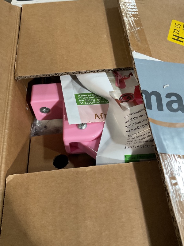 Photo 1 of Pin Maker, Button Maker Machine, Pin Maker Machine Kit Includes 300Pcs Pins 25/32/58mm (1/1.25/2.25 inch), 3 Circle Paper Cutters, DIY Button Pin Maker, Button Badge Press Machine(Pink)