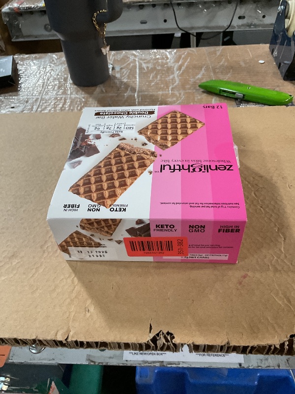 Photo 1 of (EXP 12/15/2025) Zenlightful Double Chocolate Wafer Cookies, Low Carb, Low Sugar, Keto Friendly Healthy Snacks, Only 140 Calories, High Fiber, Vegetarian, Non-GMO, 12 Count