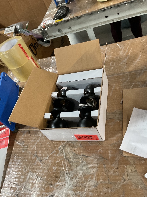 Photo 1 of [2 Pack] BESTTEN Keyed Entry Door Knob, Entrance Door Lock, Keyed Different, Standard Ball, Matte Black