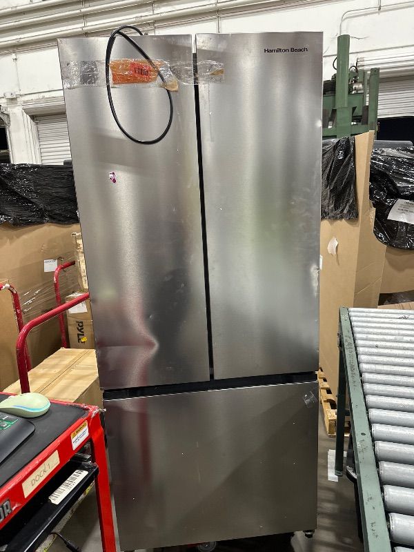 Photo 1 of ** TRUCK PICKUP ONLY ** Hamilton Beach HBF1770 French Door Counter Depth Refrigerator with Freezer Drawer, 17.7 cu ft, Stainless Steel (Full Size)
