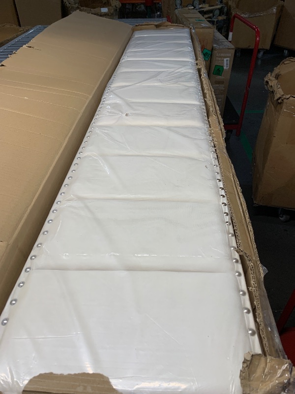 Photo 1 of *****STOCK PHOTO REFERENCE ONLY**MISSING BOX 1/2*** Merax King Size Boucle Fabric Upholstered Platform Bed with Two Removable Pillow Headboard, Wood Bed Frame with Solid Round Legs for Kids Teens Adults, White