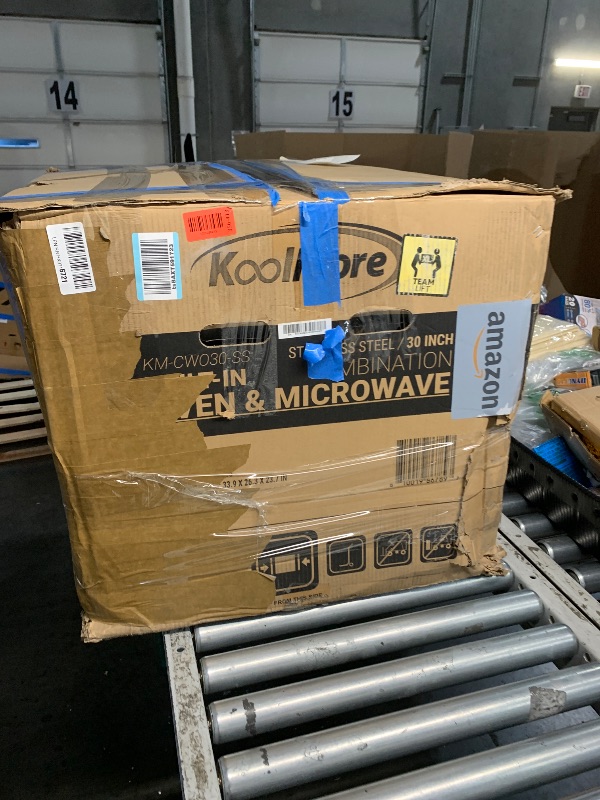 Photo 1 of *****HANDLE IS BENT*****KoolMore KM-CWO30-SS Built-in Microwave with Convection Oven and Air Fryer, 1000W Power with 10 Levels, UL Listed Capacity in Stainless-Steel, 30 in/1.6 cu. ft, Silver