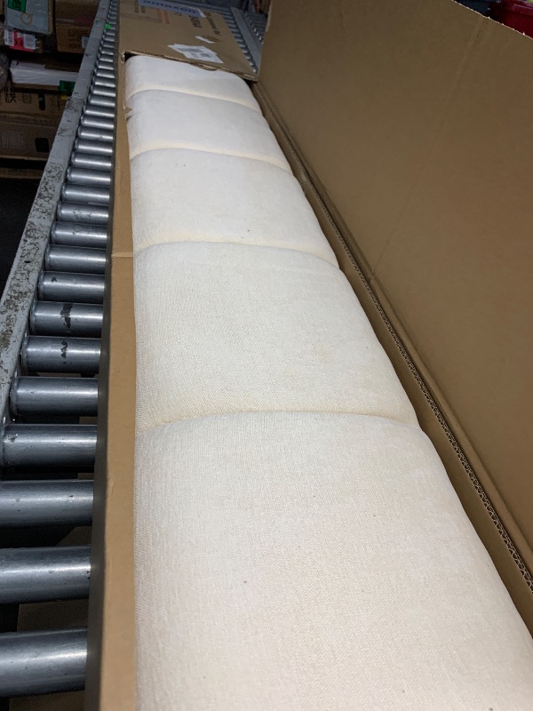 Photo 1 of ****MISSING BOX 1/2*******Merax Queen Size Upholstered Bed with Checkerboard Design, Wood Bed Frame and Elegant Beige Chenille Finished for Living Room, Bedroom and Guest Room
