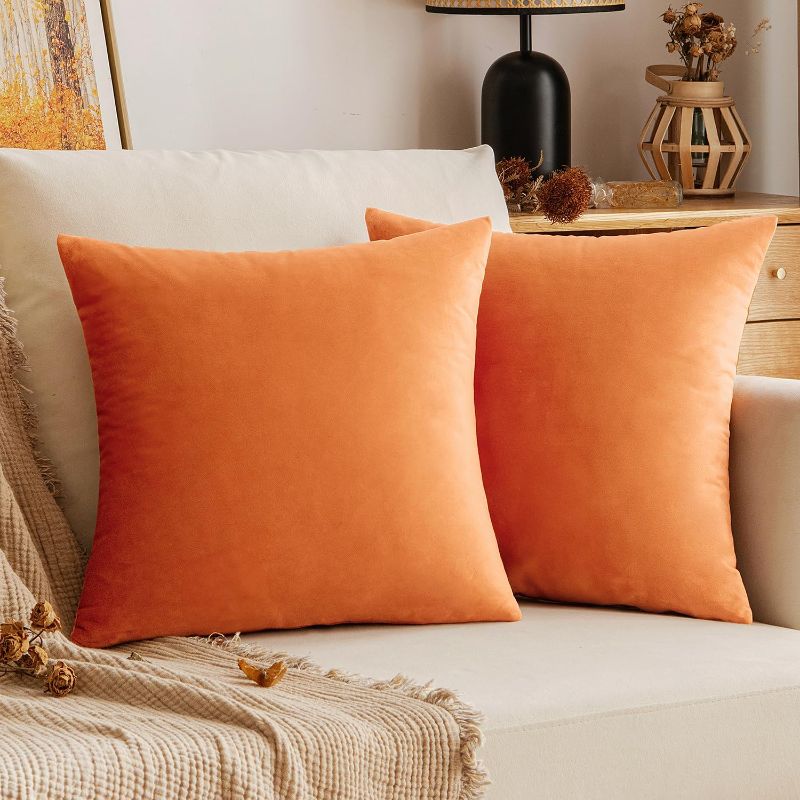 Photo 1 of (USED/FAIR) EMEMA Pack of 2 Velvet Throw Pillow Covers Decorative Square Pillowcase Soft Solid Cushion Case for Sofa Bedroom Chair Car 20x20 Inch Teal