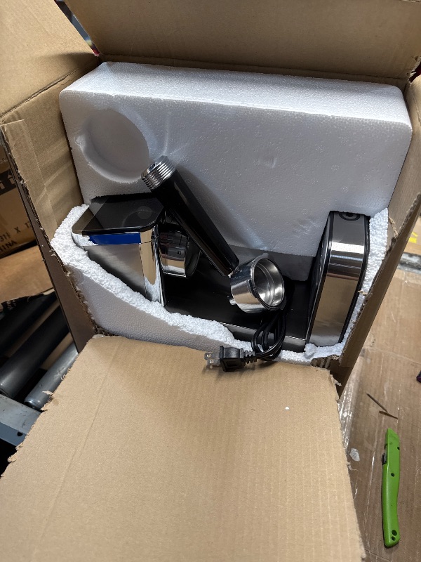 Photo 1 of (parts) (not functional) AMZCHEF Espresso Machines with LED Touch screen, Espresso Coffee machine Equip 20Bar Pressure System, Cappuccino Machine, Compact Latte Machine for Home Gifts,Silver
